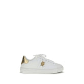 Versace White Calf Leather Bos Taurus Low Top Sneakers
